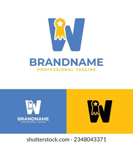 Logotipo de medallón de la letra W, adecuado para negocios relacionados con medalla, victoria, campeón con W inicial.
