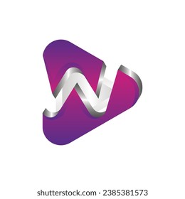 letter W Media play logo design template, letter W logo design 3d style, suitable for your company