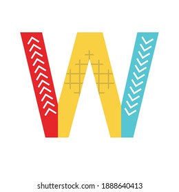 Letter W Memphis style logo or symbol template design