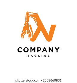 Letter W Metal Shear Excavator Logo Icon Vector