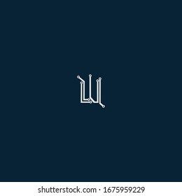 Letter W minimal logo icon design. Vector template graphic elements. Technology, digital interfaces, hardware and engineering concepts.