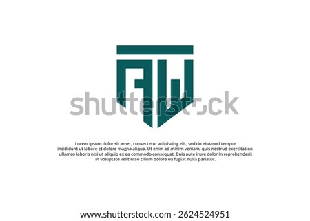 letter a w or w a minimal shield logo