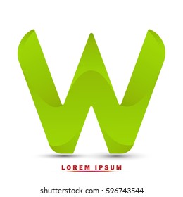 Letter W, Modern concept. elegant and simple typographic .Twisted gradient green