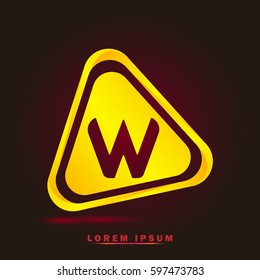 Letter W. Modern concept, elegant and simple typographic. Golden with triangle