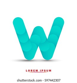 Letter W. modern concept and simple typographic. blue 