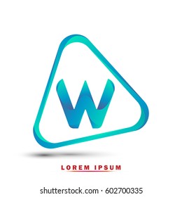 Letter W. Modern and elegant typography. Gradient green