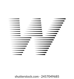 Letter W Modern Logo with Geometric Horizontal Speed Line Pattern