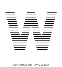 Letter W Modern Logo with Geometric Horizontal Stripe Line Pattern