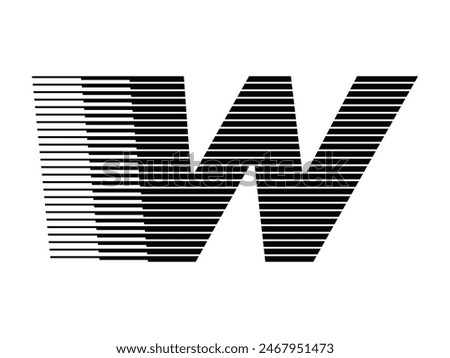 Letter W Modern Logo with Horizontal Speed Line Pattern