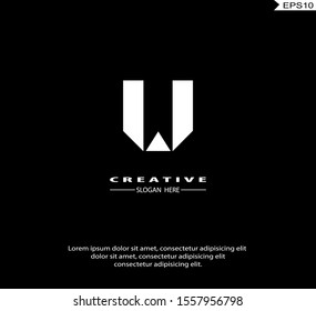 Letter W modern Logo icon monogram design. Vector graphic design template element. black background.
