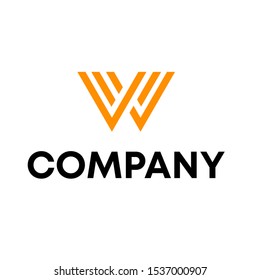 Letter W Modern Shape Logo Design Element