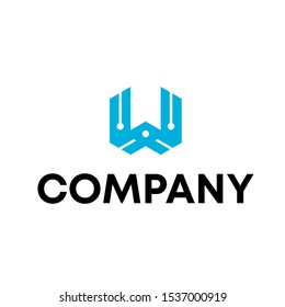 Letter W Modern Shape Logo Design Element