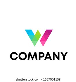 Letter W Modern Shape Logo Design Element