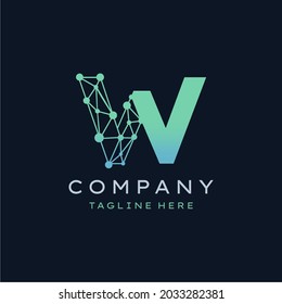Letter W Molecule Logo, Bio tech Connect Dots Science Technology Logo Design Vector