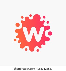 Letter w with molecule Logo design. Lab Logo Design Element , Design Vector with Dots. - VECTOR