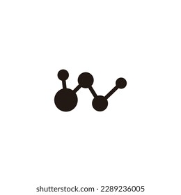 Letra w moléculas símbolo geométrico simple vector logo