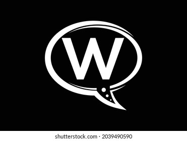 Letter W monogram letter alphabet with a bubble chat icon. Talking, chatting logo concept. Modern logo design for a consultancy business.