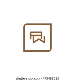 The letter A and W Monogram With Frame Square. Logo Design Template Brown