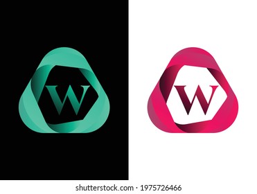 letter W monogram logo with abstract liquid shape