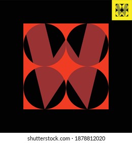 Diseño del logotipo de monograma de letra W en estilo de arte Bauhaus. Logo vector en Eps 8.