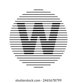 Letter W Monogram Logo Icon Round Geometric Horizontal Stripe Lines