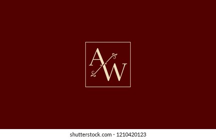 LETTER A AND W MONOGRAM LOGO WITH SQUARE FRAME FOR LOGO DESIGN OR ILLUSTRATION USE