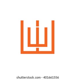 letter W and W monogram square shape logo orange