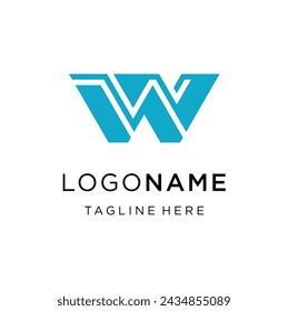 Monograma de letra W, adecuado para iconos de diseño de logotipo que son fáciles de editar
