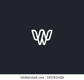 letter W monoline logo design vector