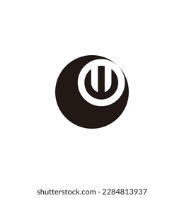 Letter W in moon, circle geometric symbol simple logo vector