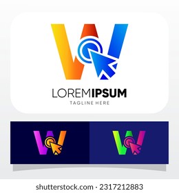 Letter W Mouse Cursor Pointer Logo Design Vector Icon Graphic Illustration
