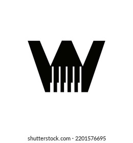 Letter W Musician Symbol, Piano Logo Icon Vector Template On White Background