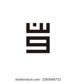 Letter W, n and g square geometric symbol simple logo vector