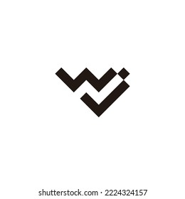 Letter w, n and j square geometric symbol simple logo vector