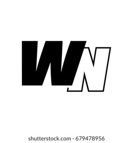letter W and N logo overlapping black negative