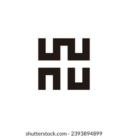 Letter w, n and U squares geometric symbol simple logo vector