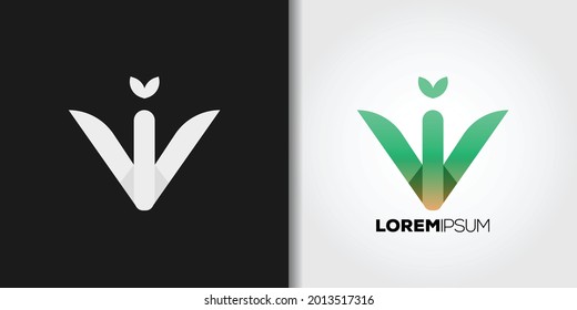 letter w nature logo template vector set