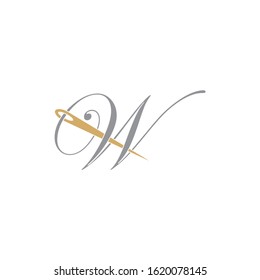 Letter W With Needle Logo Design Template 