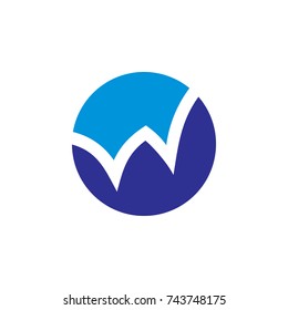 letter w negative design circle shape logo vector