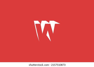 Letter W negative space abstract logo design