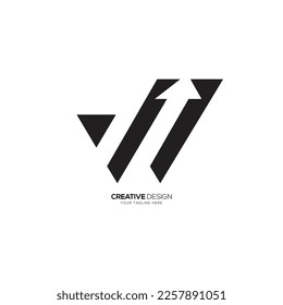 Letter W with negative space arrow creative logo