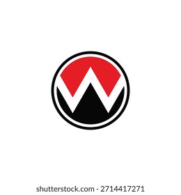 LETRA W ESPACIO NEGATIVO Y MEDIO CÍRCULO DISEÑO DE LOGOTIPOS IDEA VECTOR