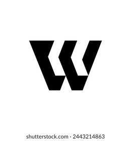 Letter W negative space rewind symbol