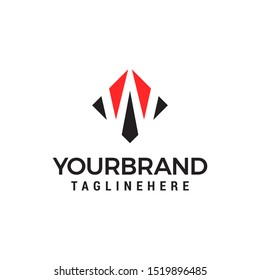 letter W negative space square logo vector design template