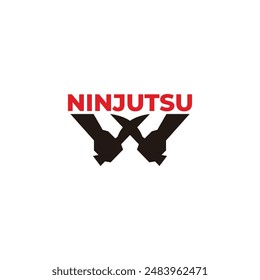 letter w ninjutsu stab knife fight symbol logo vector 