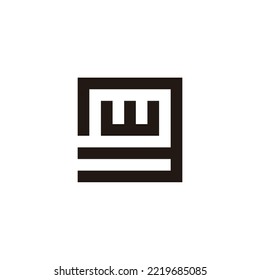 Buchstabe w mit dem geometrischen Symbol der Nummer 3, einfaches Logo, Vektorgrafik