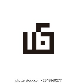 Letter w number 6 square geometric symbol simple logo vector