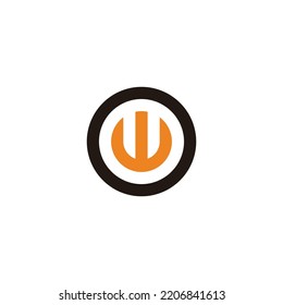 Letter W in O, circle geometric symbol simple logo vector