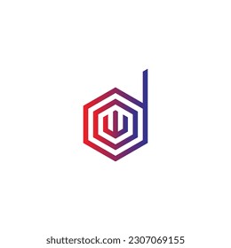 Letter w, o and d hexagon geometric symbol simple logo vector