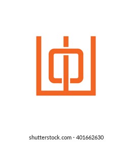 letter W and O monogram square shape logo orange